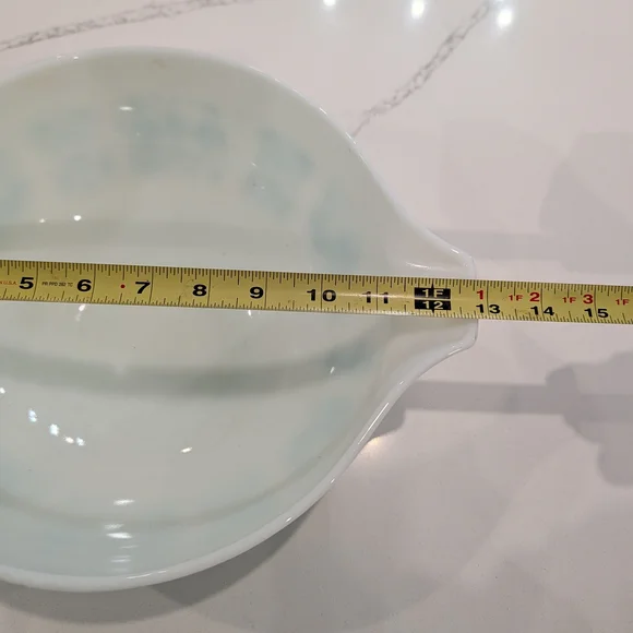 Vintage Pyrex 444 White Butterprint Amish Mixing Bowl 4Qt Blue Oven Ware USA - Picture 4 of 7